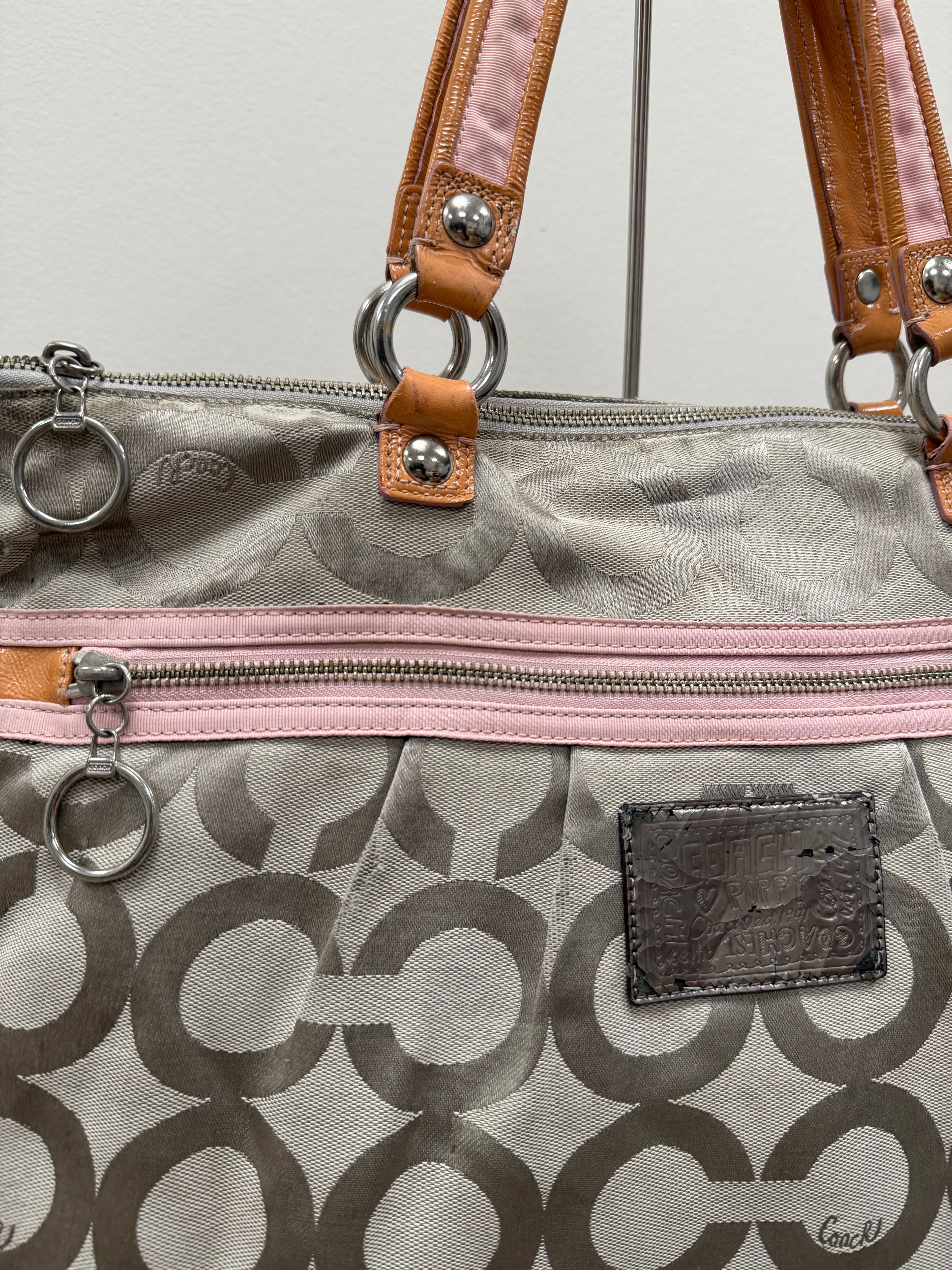 Coach Vintage Poppy signature glam tote shoulder Bag