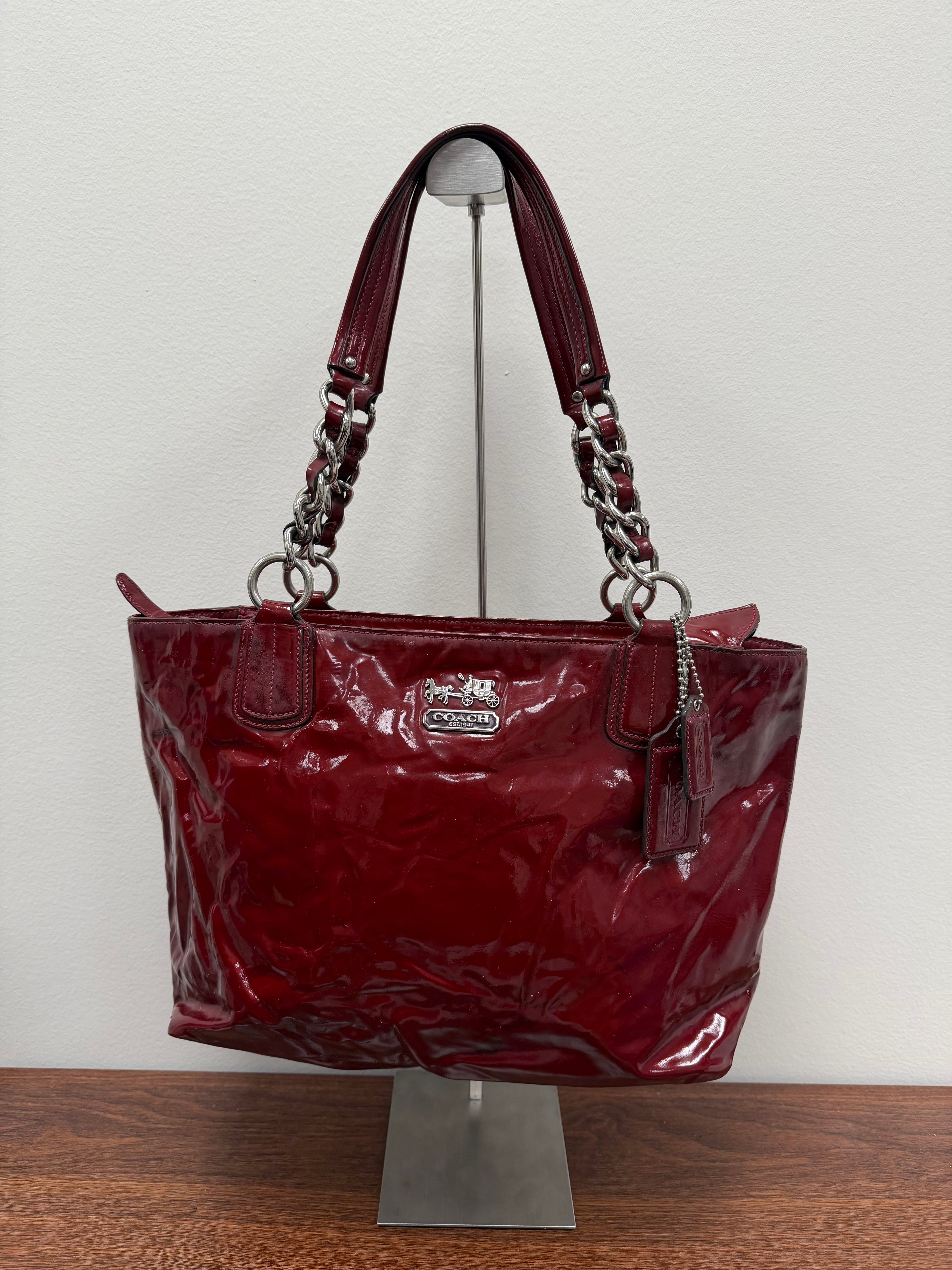 Coach Vintage patent leather chain tote
