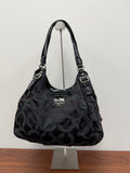 Coach Vintage black signature satin patent hobo bag