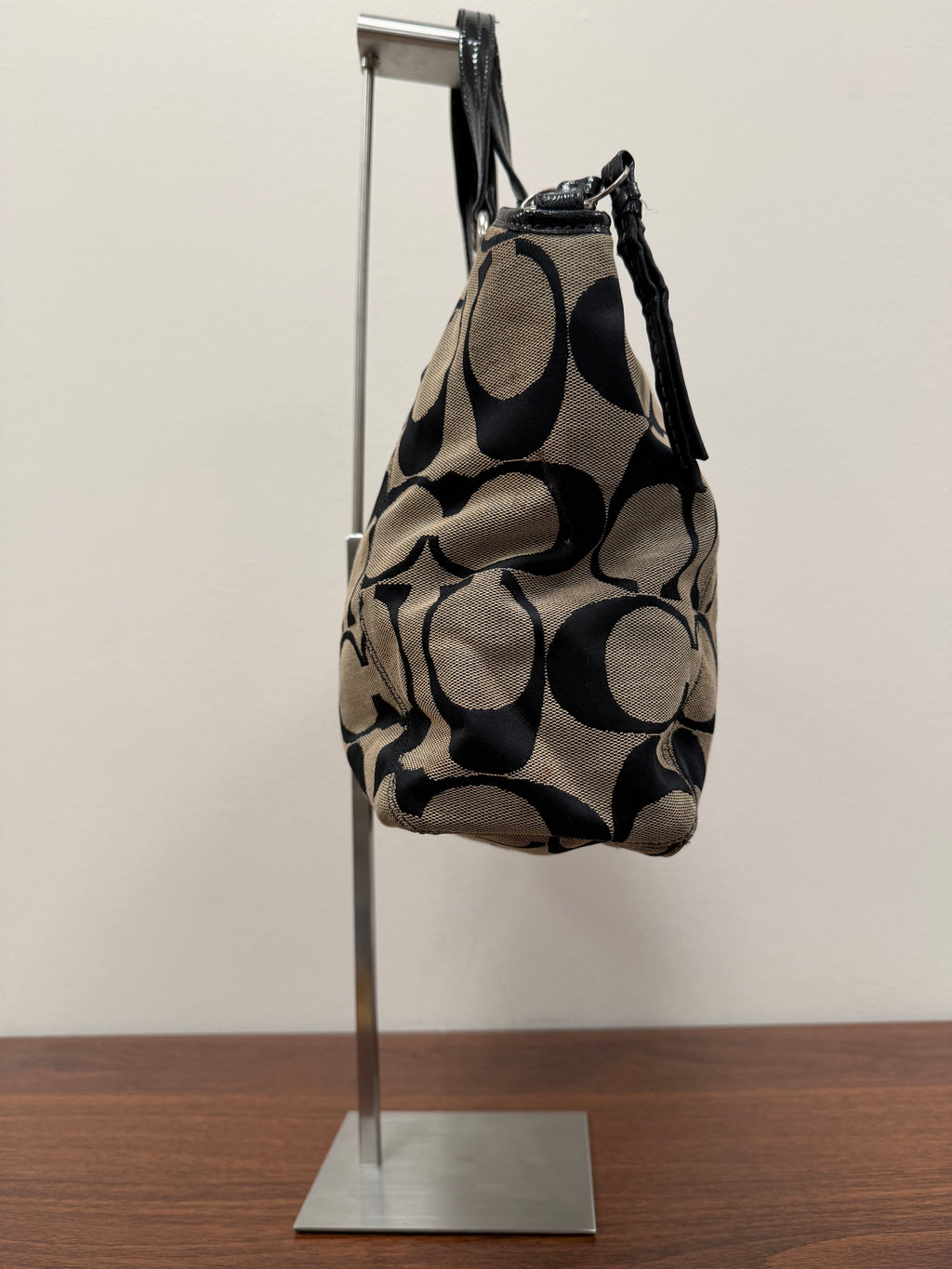 Coach Vintage signature black patent trim Satchel