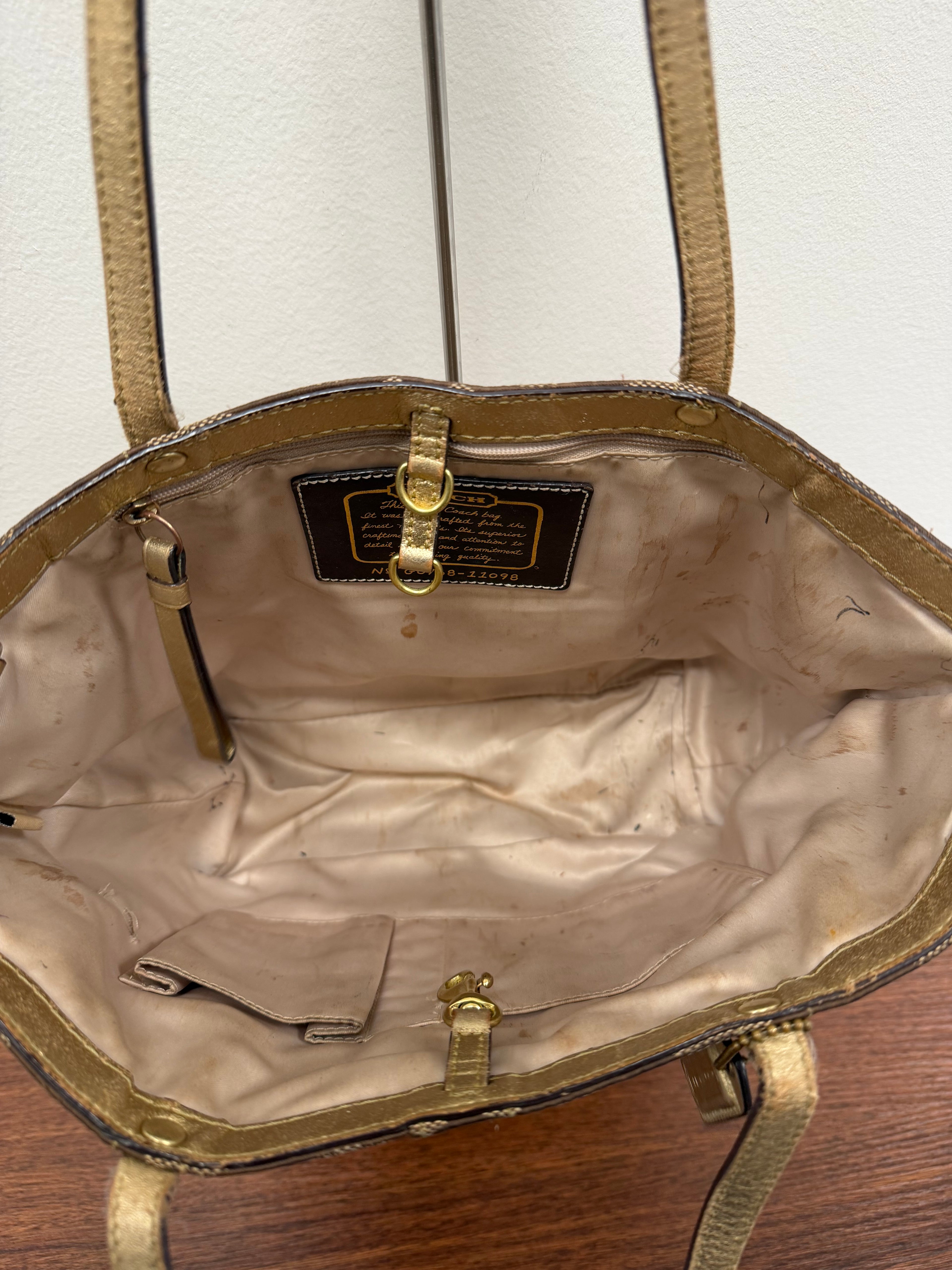 Coach Vintage gold signature monogram tote bag