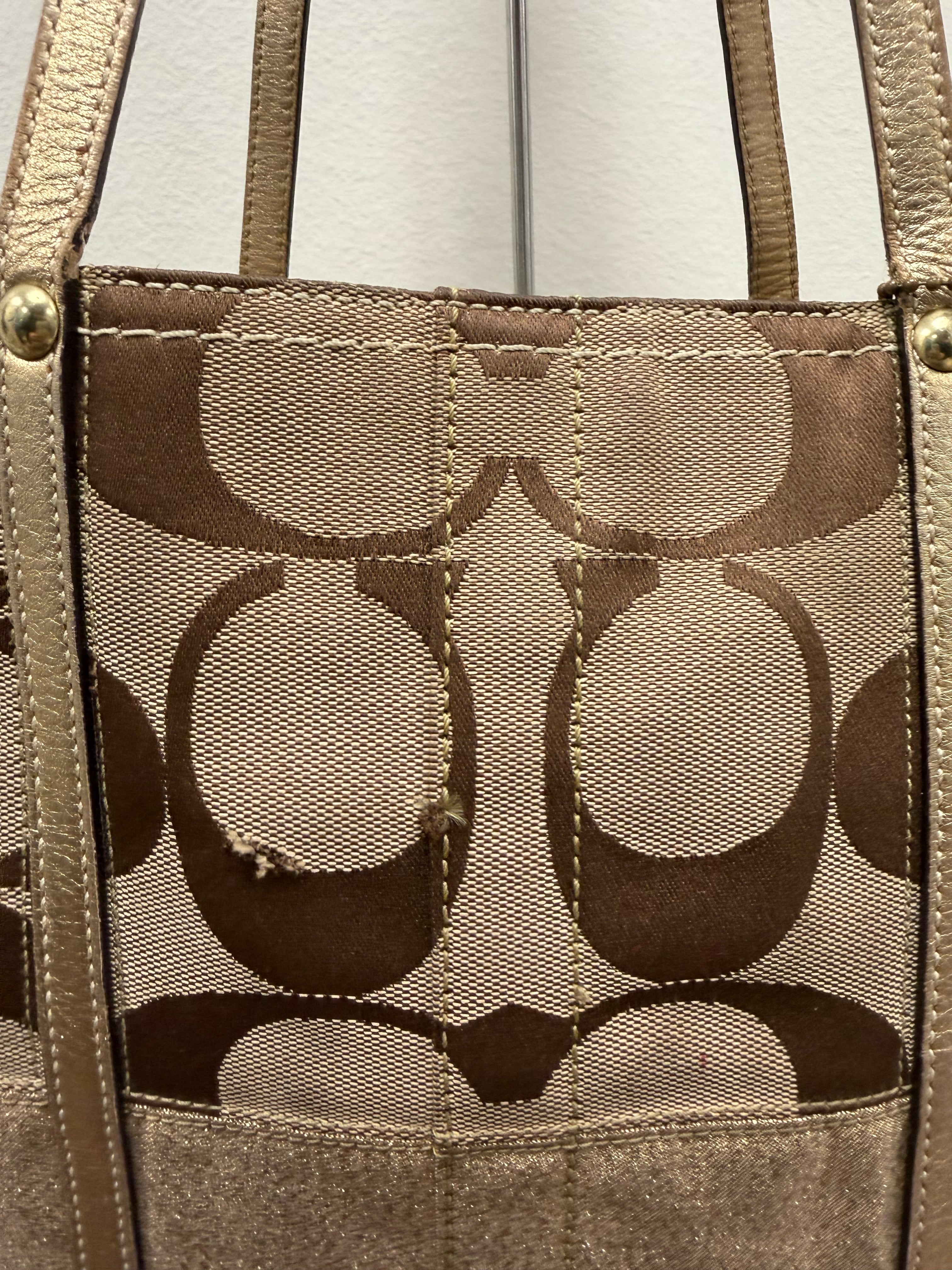 Coach Vintage gold signature monogram tote bag