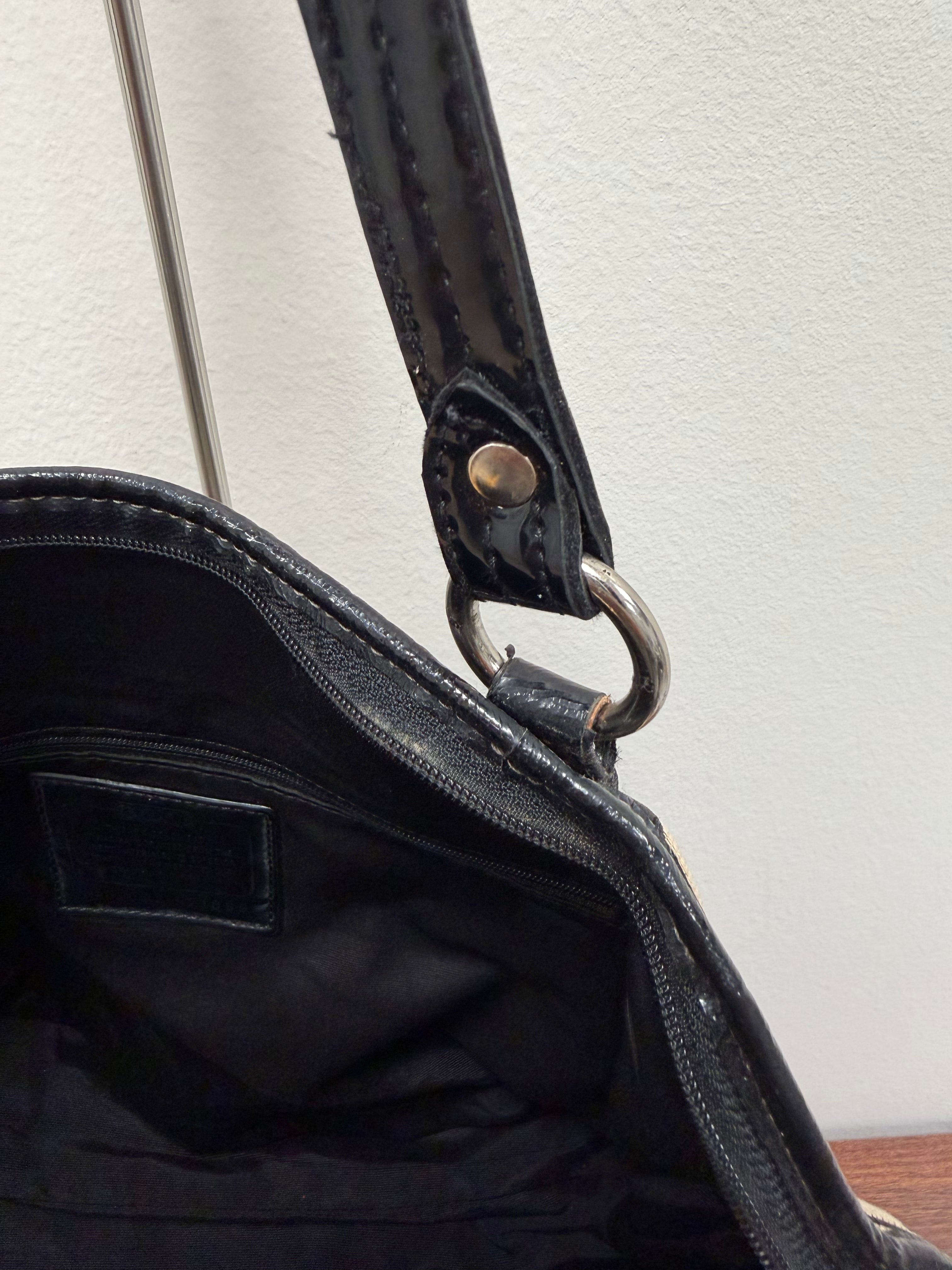 Coach Vintage signature black patent trim Satchel