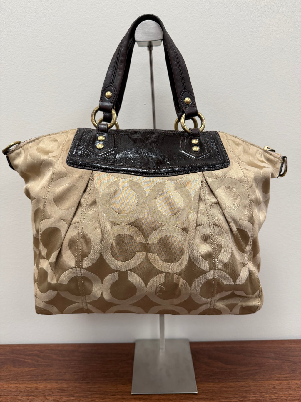 Vintage Coach signature pleated satchel / tote