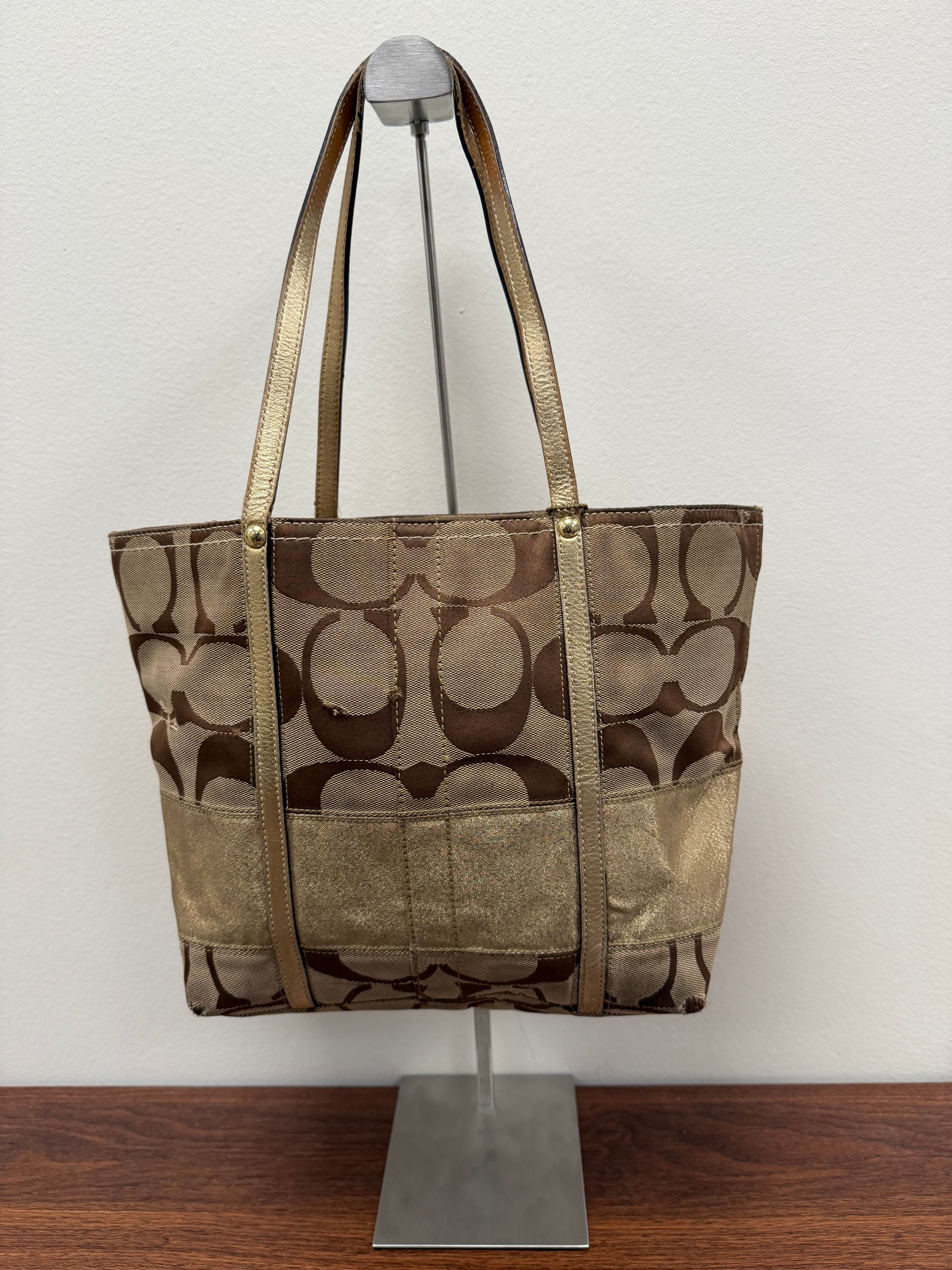 Coach Vintage gold signature monogram tote bag