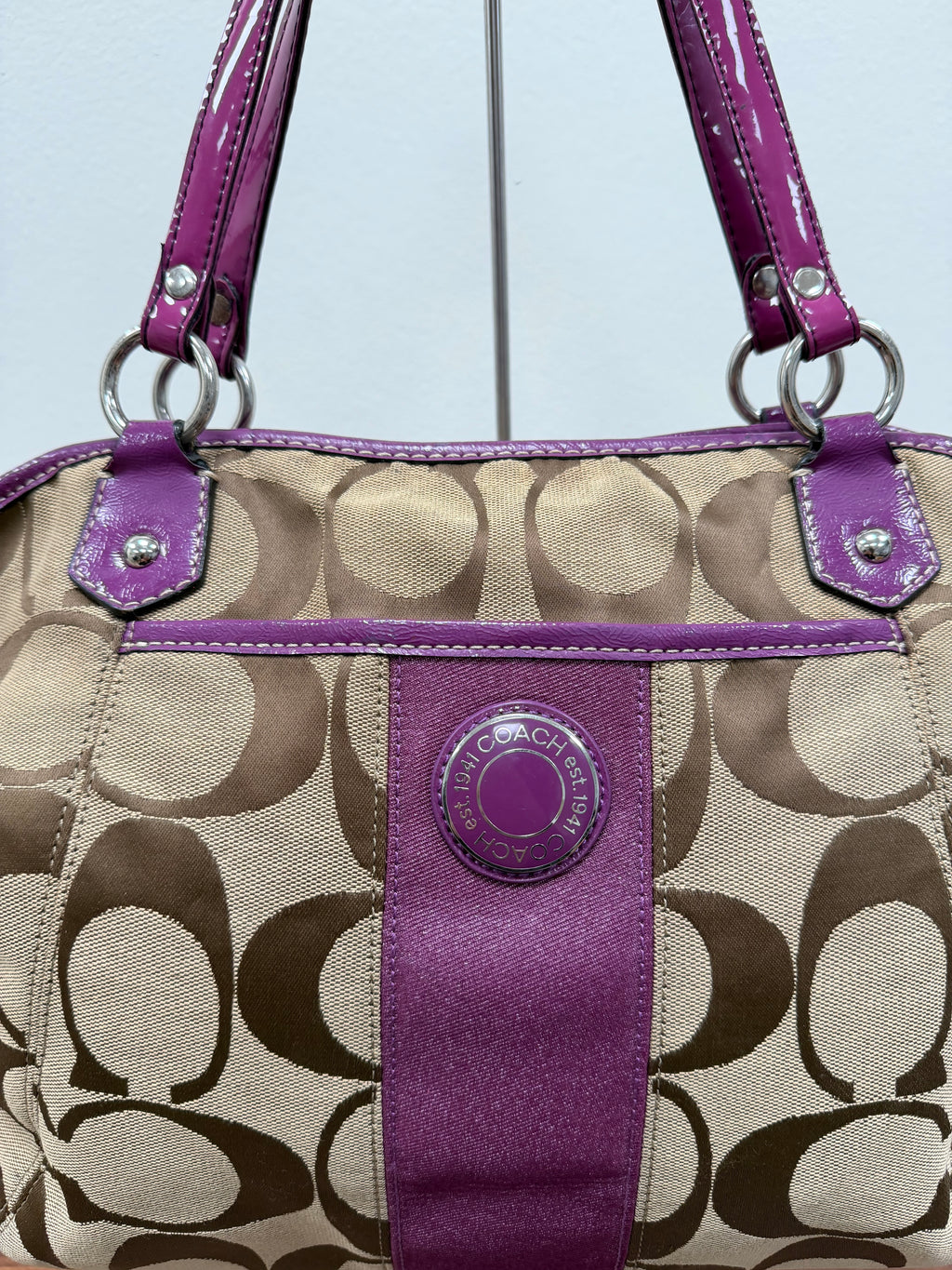 Coach Vintage purple signature tote monogram shoulder bag