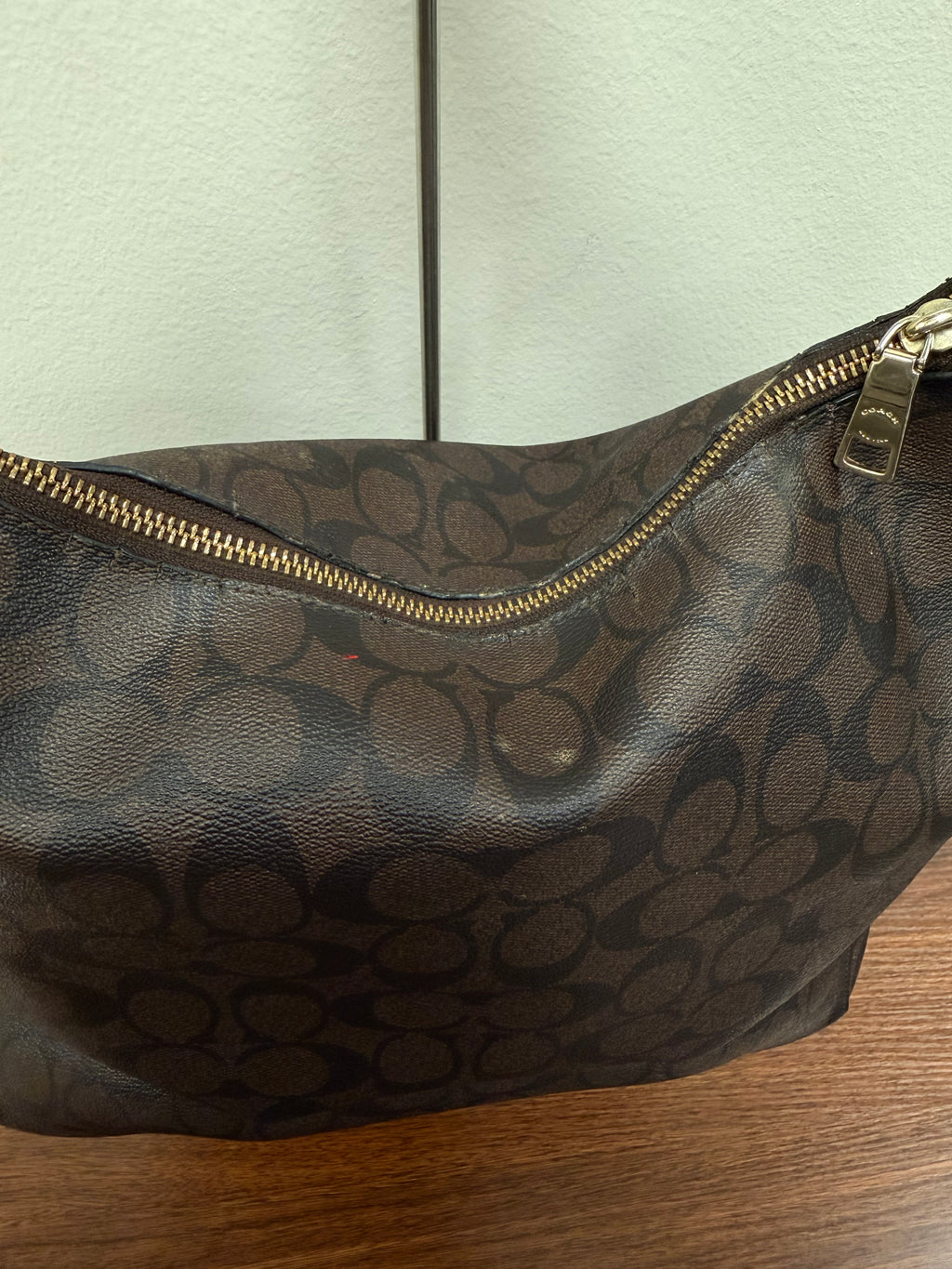 Coach Vintage signature brown PVC hobo shoulder bag