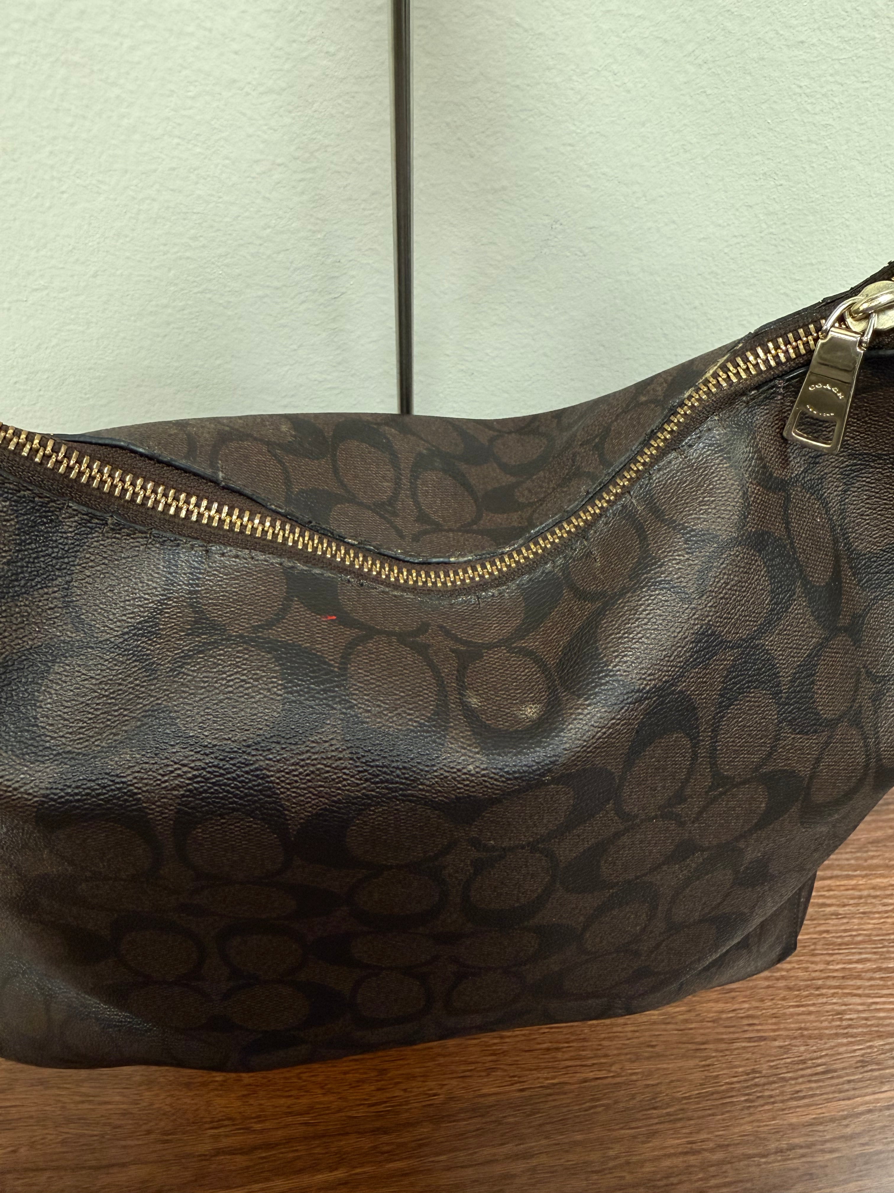 Coach Vintage signature brown PVC hobo shoulder bag