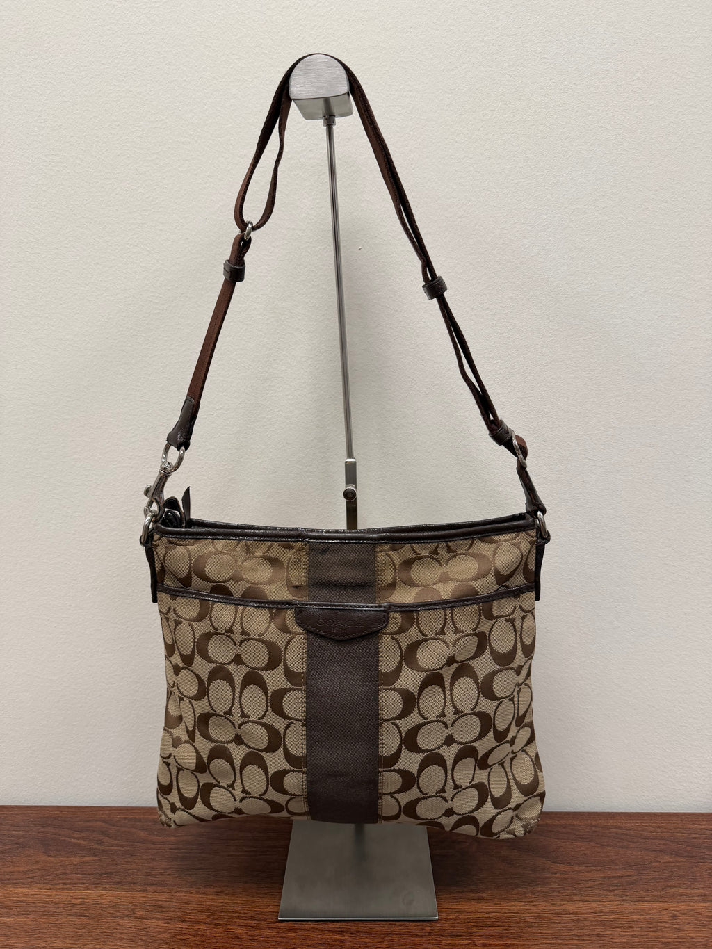 Coach Vintage signature stripe brown crossbody