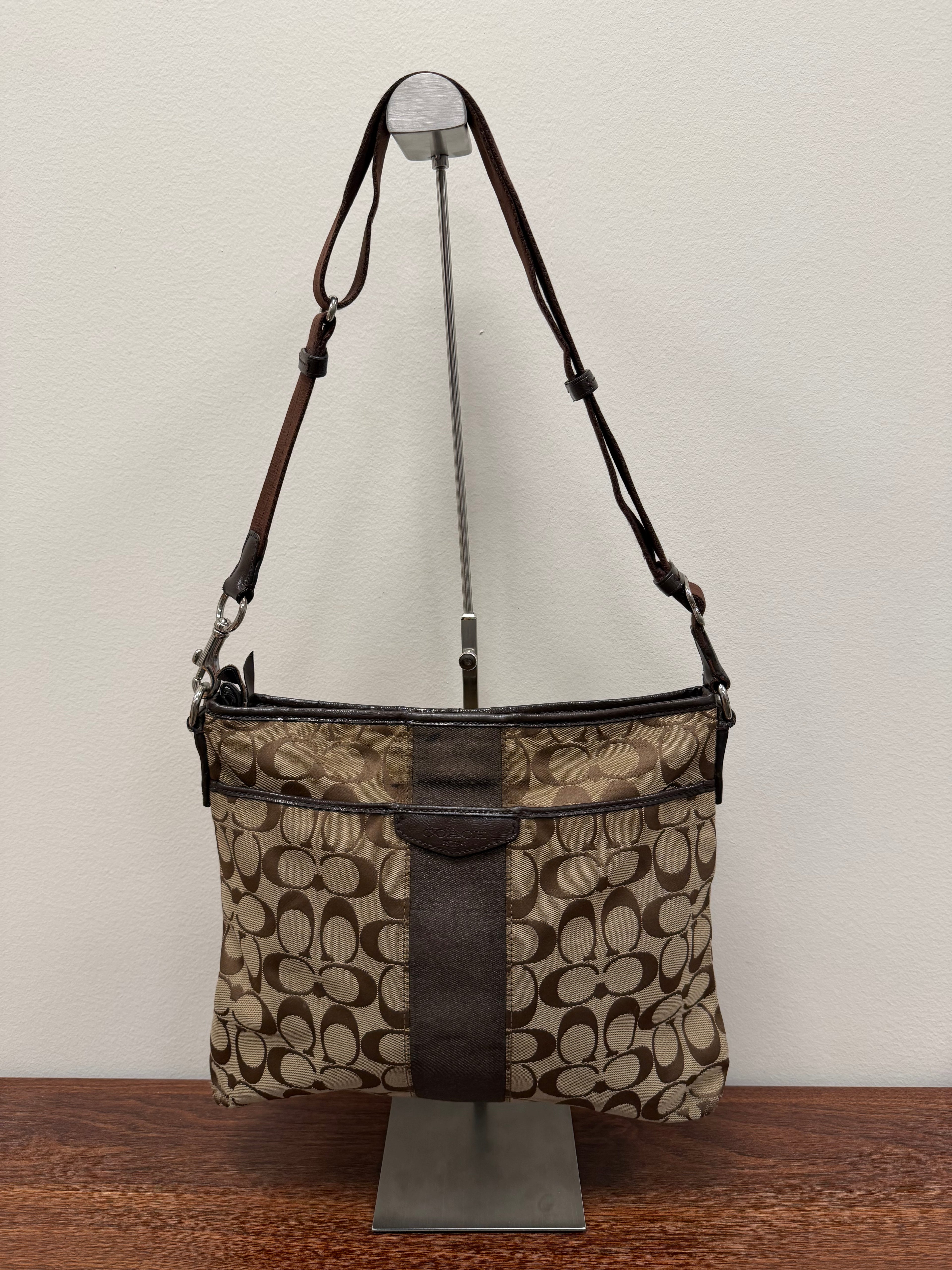 Coach Vintage signature stripe brown crossbody