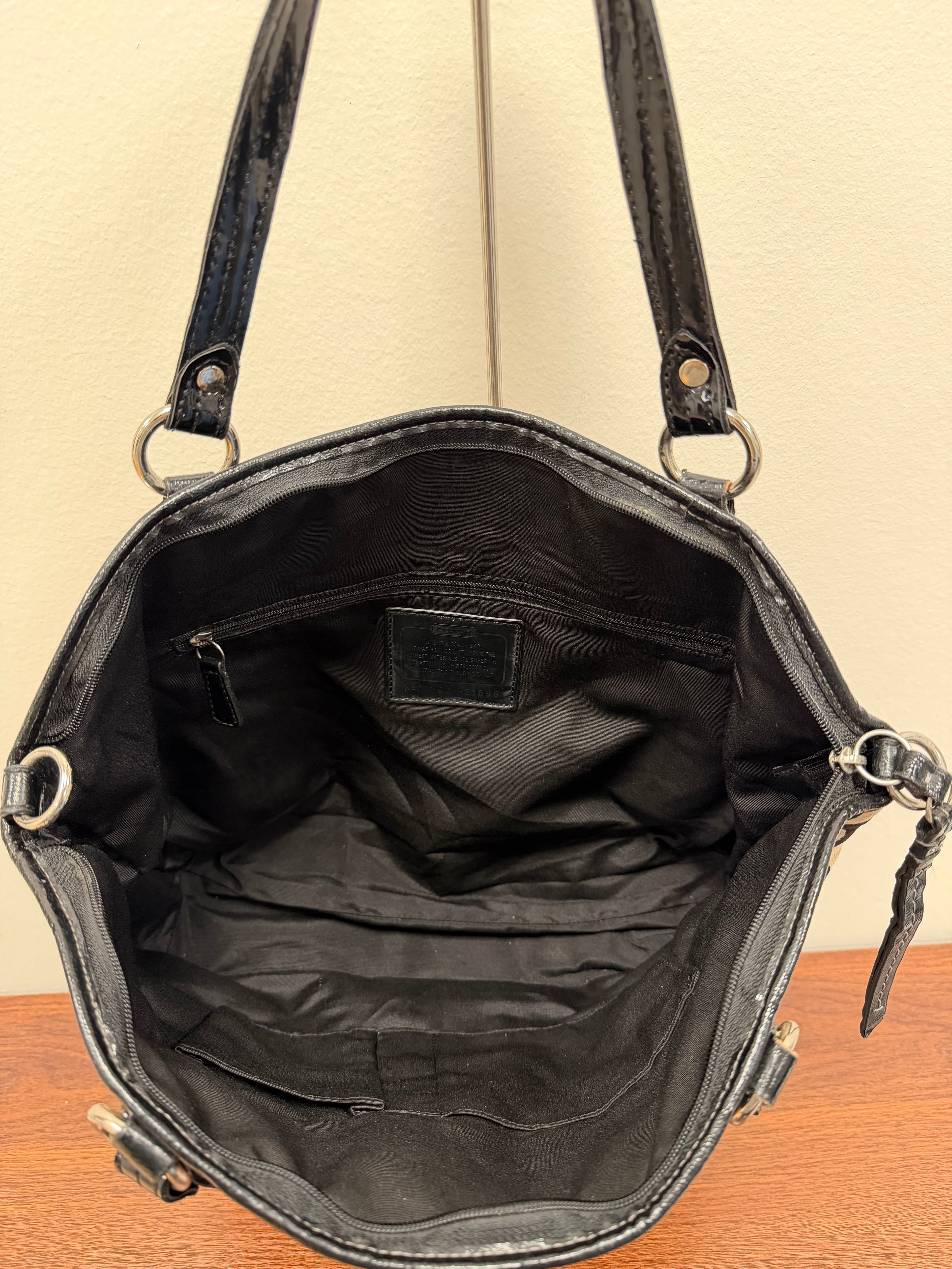 Coach Vintage signature black patent trim Satchel