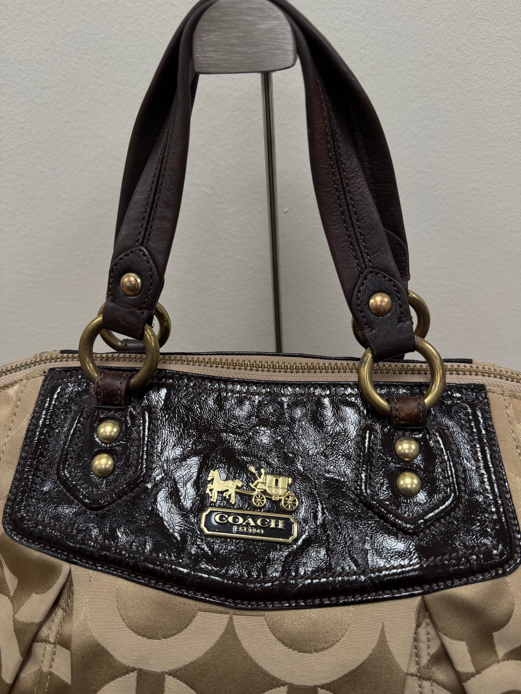 Vintage Coach signature pleated satchel / tote