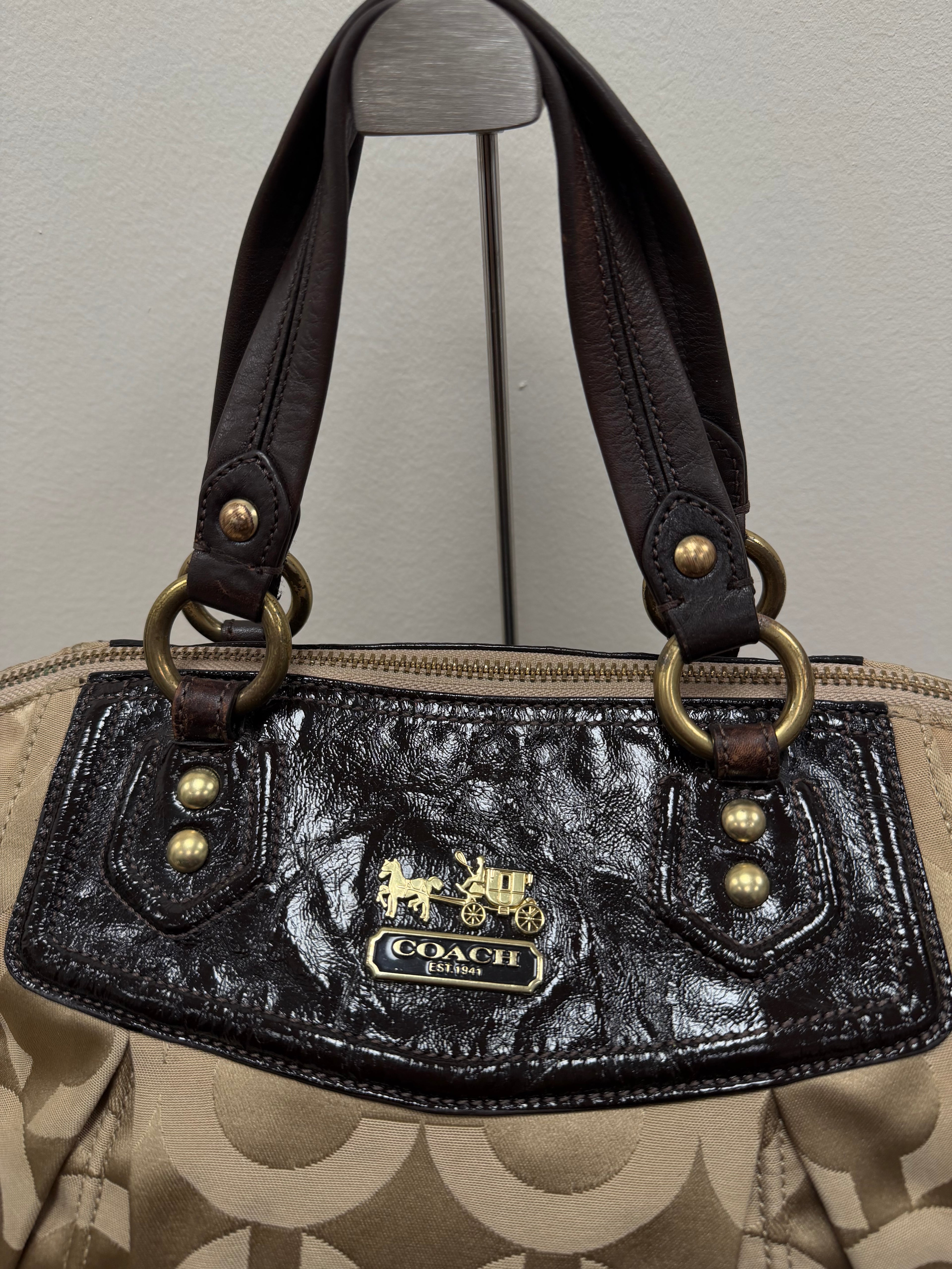 Vintage Coach signature pleated satchel / tote