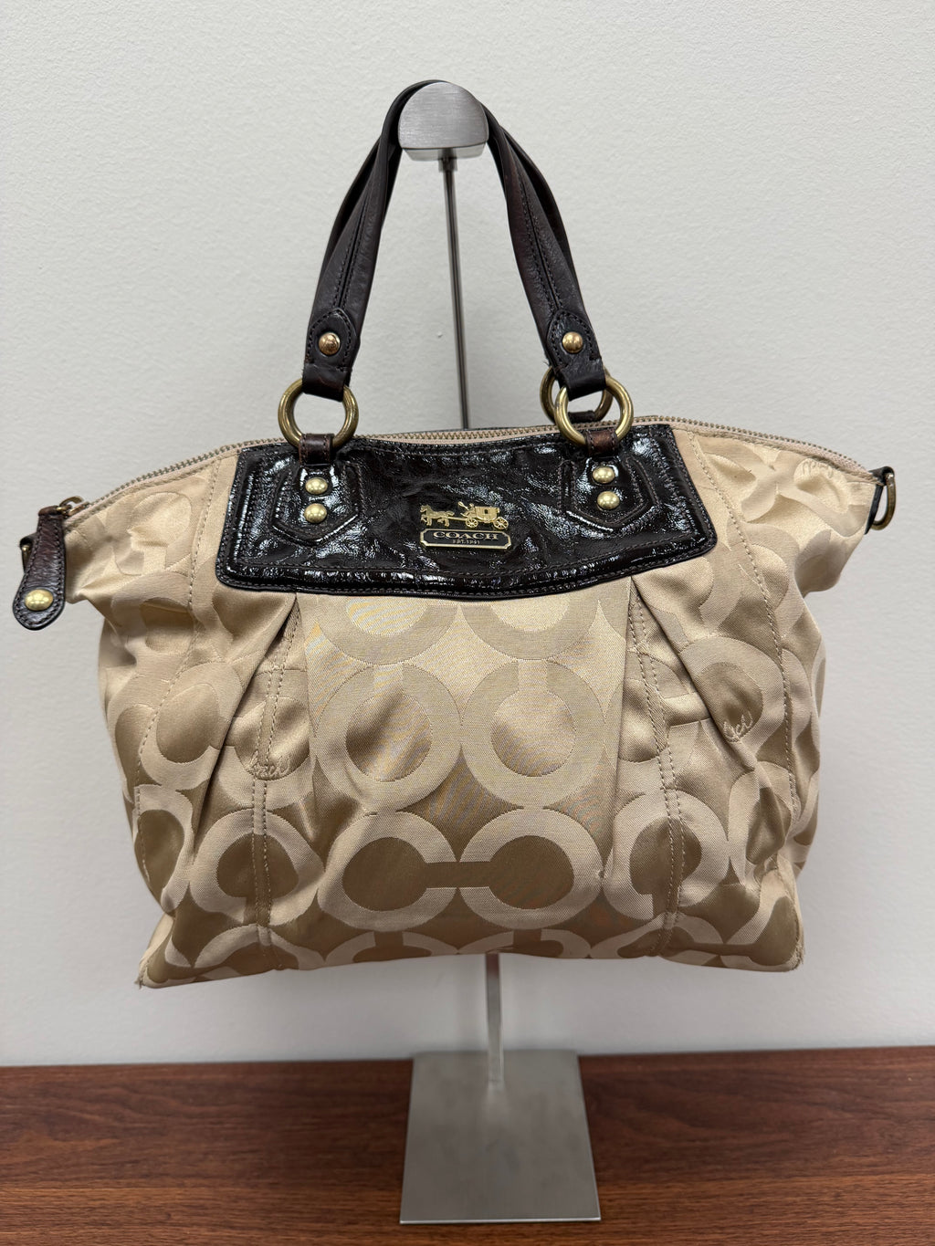 Vintage Coach signature pleated satchel / tote