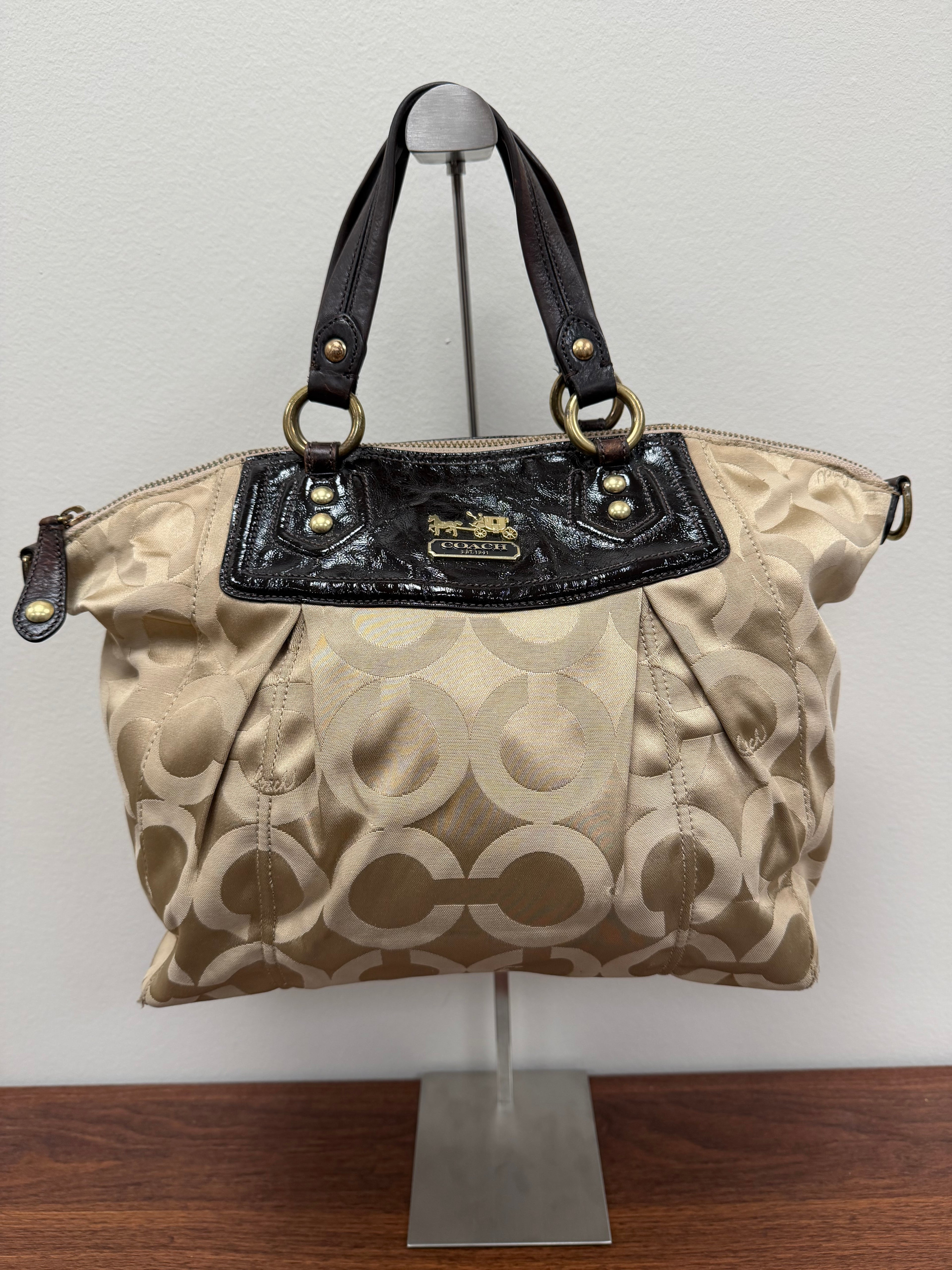 Vintage Coach signature pleated satchel / tote