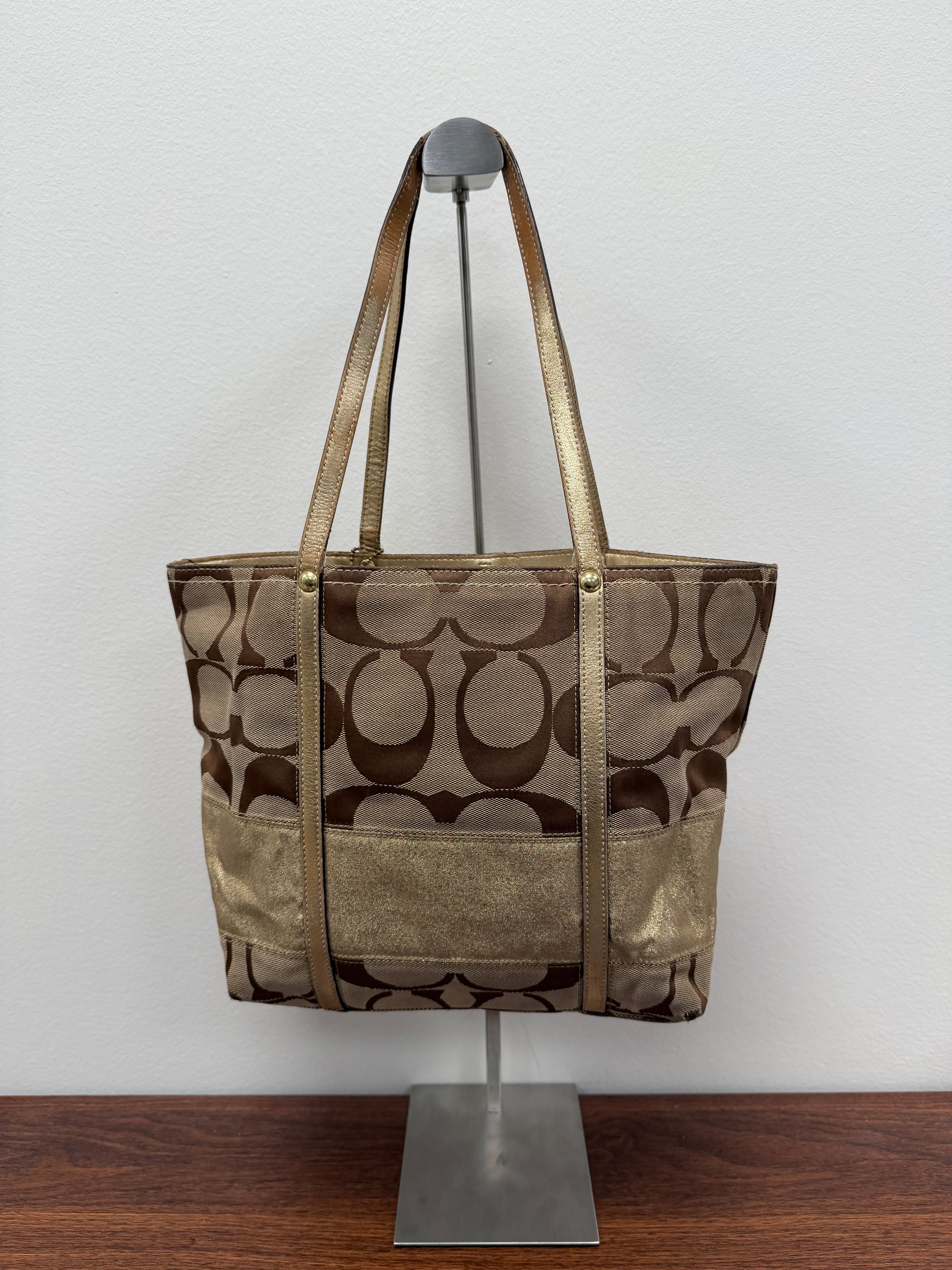 Coach Vintage gold signature monogram tote bag