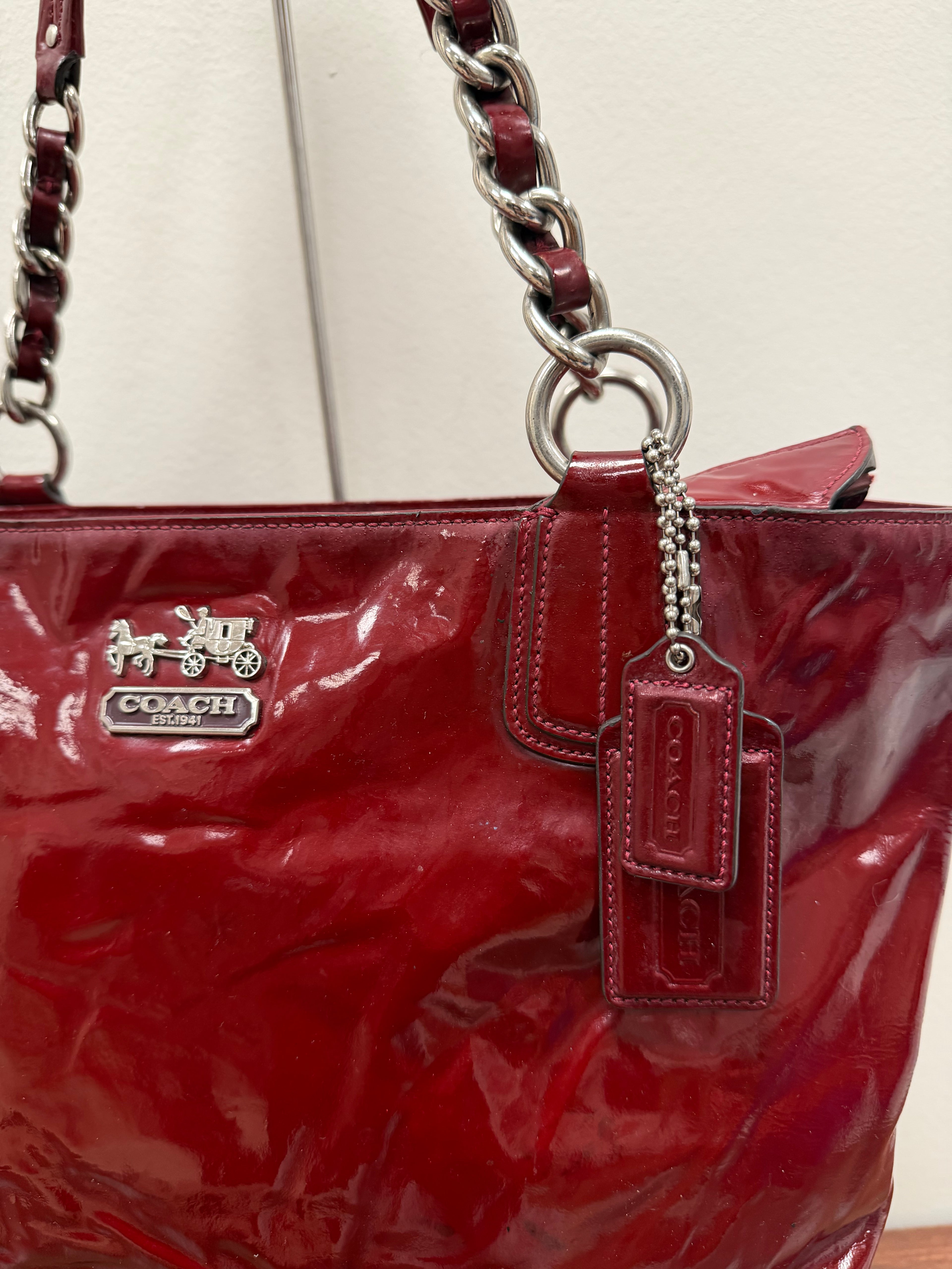 Coach Vintage patent leather chain tote