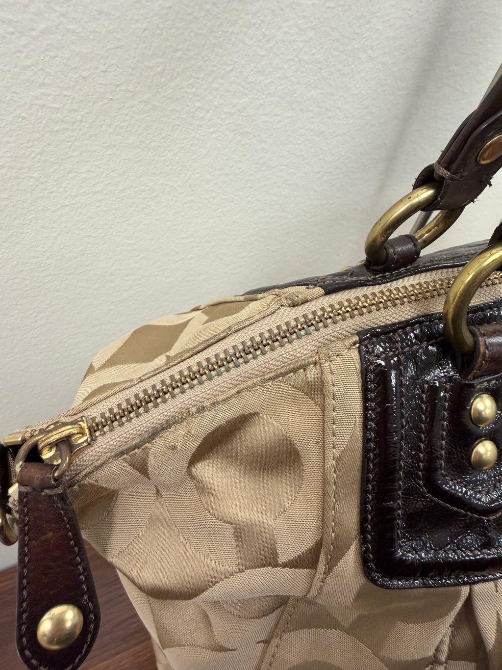Vintage Coach signature pleated satchel / tote