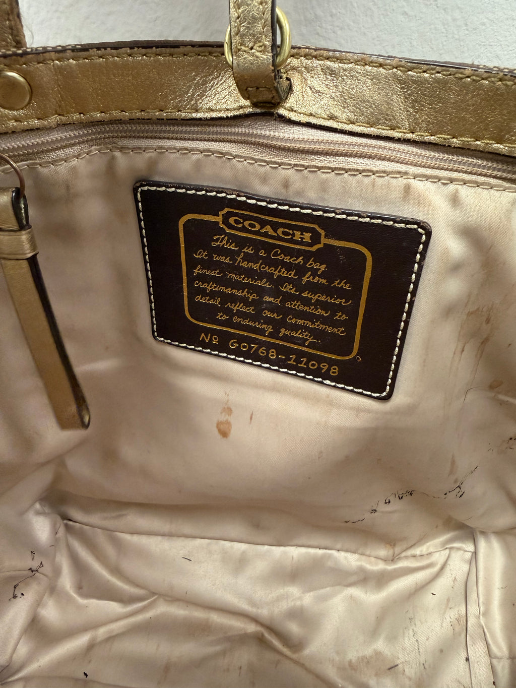 Coach Vintage gold signature monogram tote bag