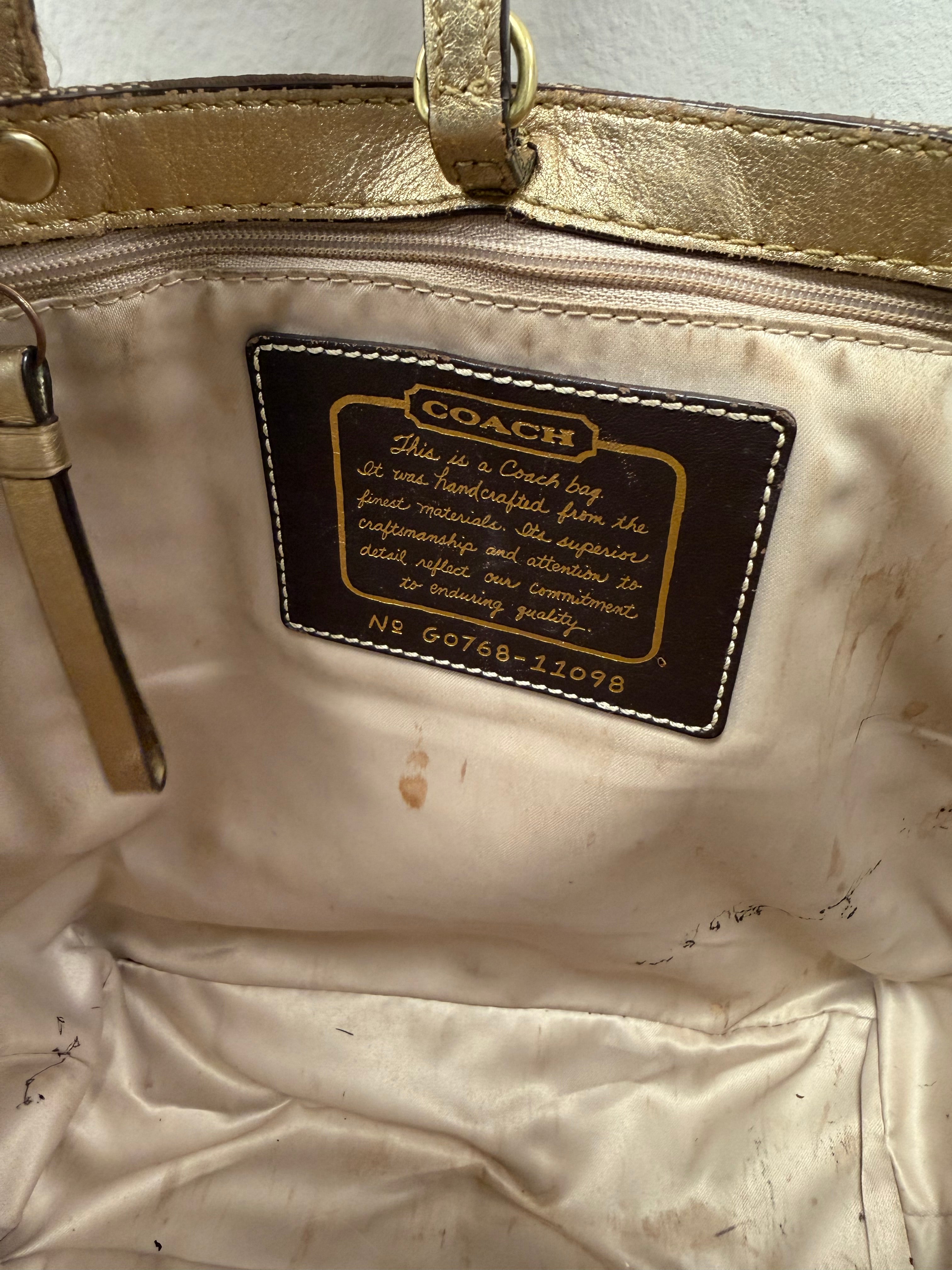 Coach Vintage gold signature monogram tote bag