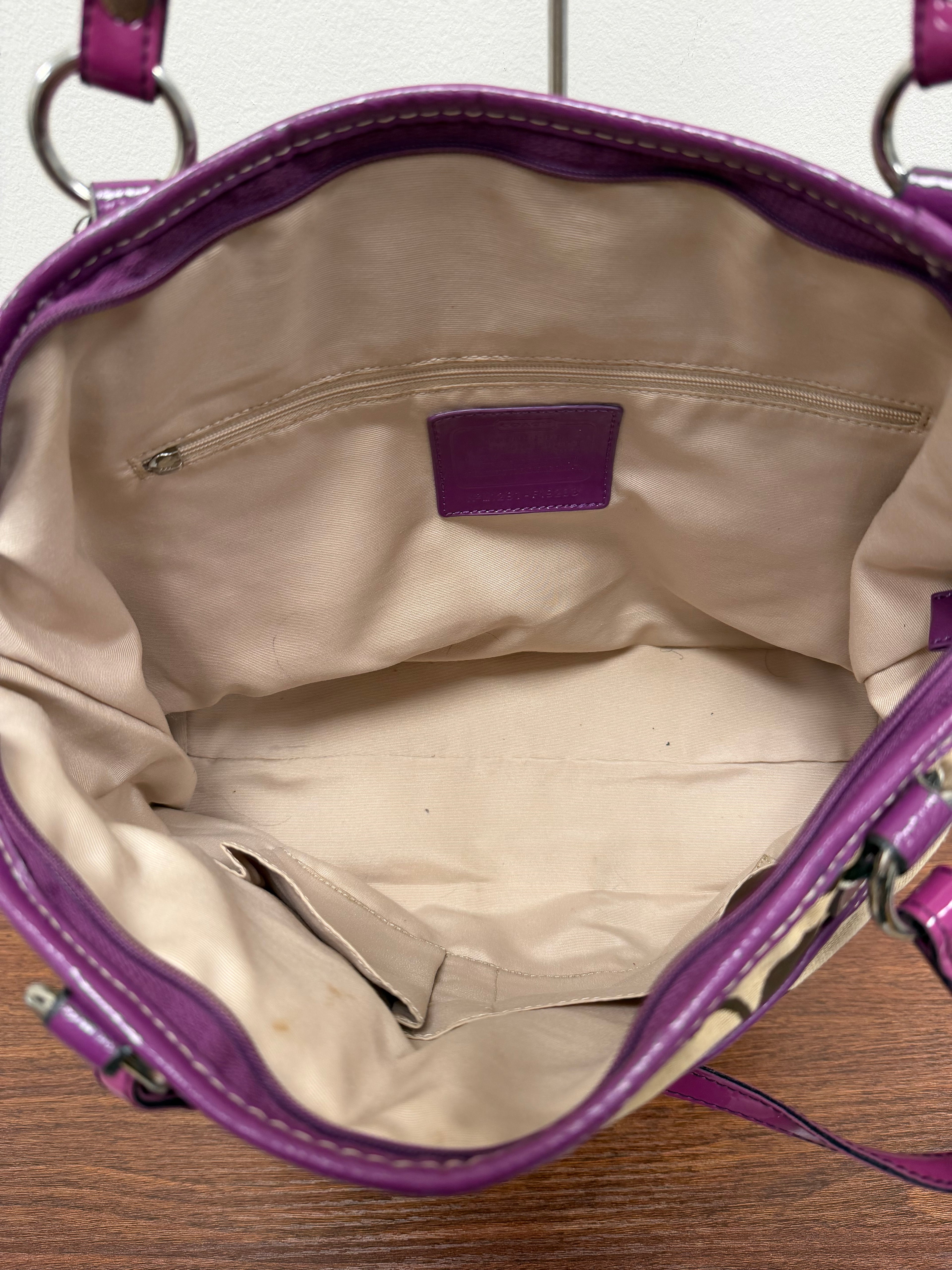 Coach Vintage purple signature tote monogram shoulder bag