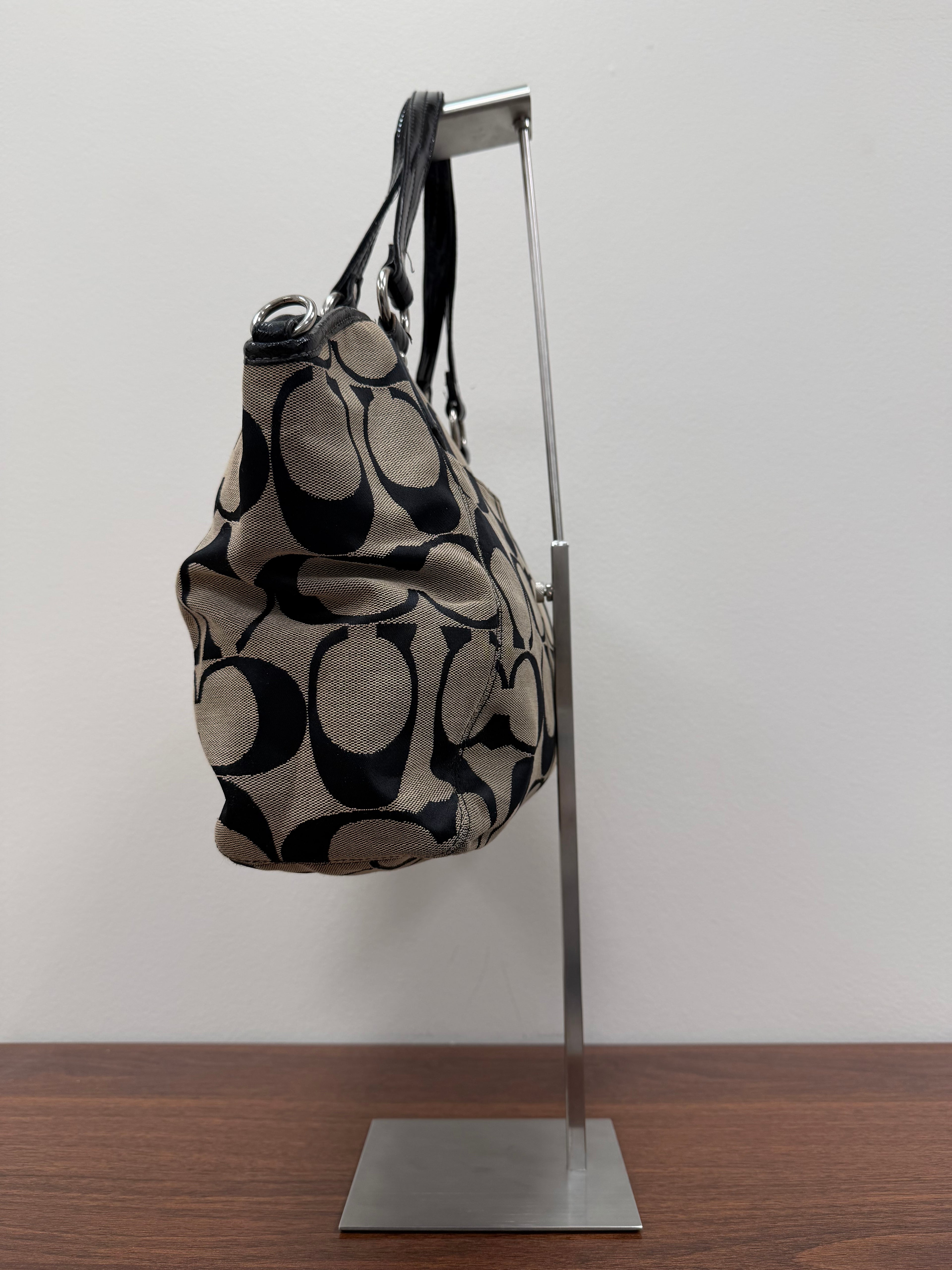 Coach Vintage signature black patent trim Satchel